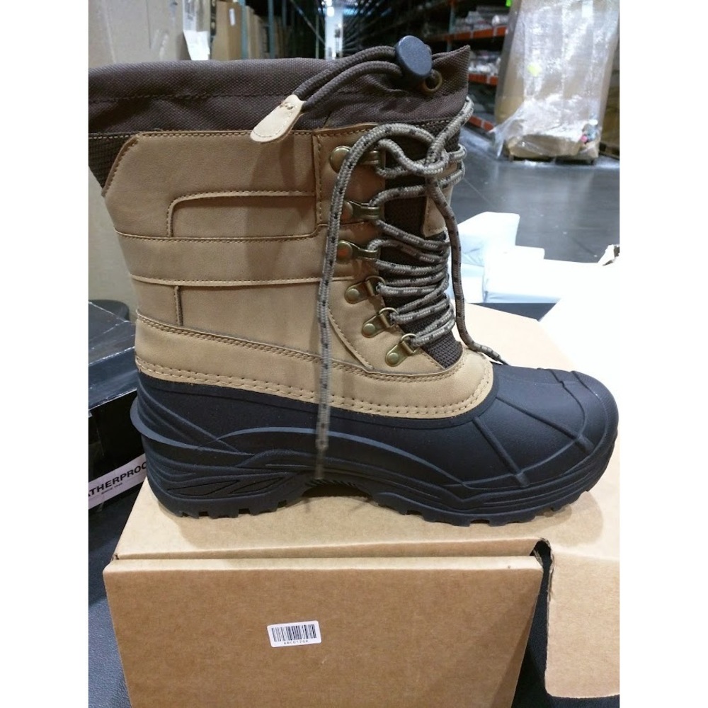 Weather proof Men's Carls waterproof insulated flat heel winter boots Tan 9